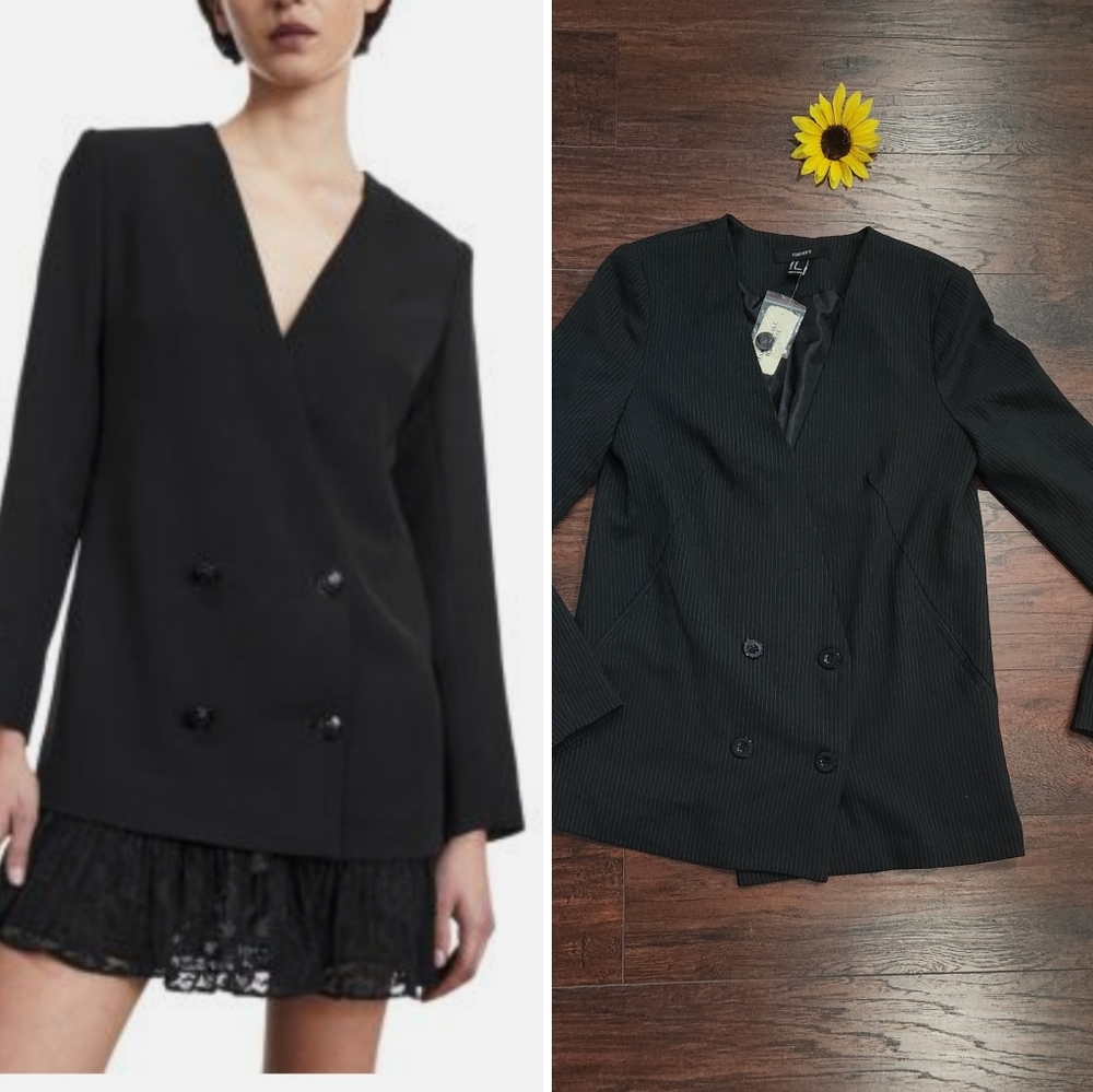 New FOREVER 21 STRIPED BLACK BLAZER ⚫️ 🖤 ♥️